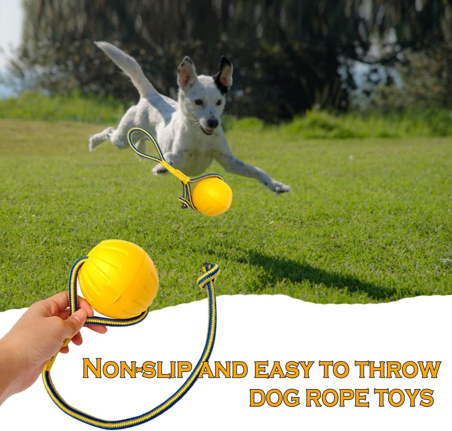 Dog Toy On a Rope, Floating Foam Ball With Rope, Tug Toy for Small Medium Large Dogs Fetch, Catch, Throw, Training (Yellow)