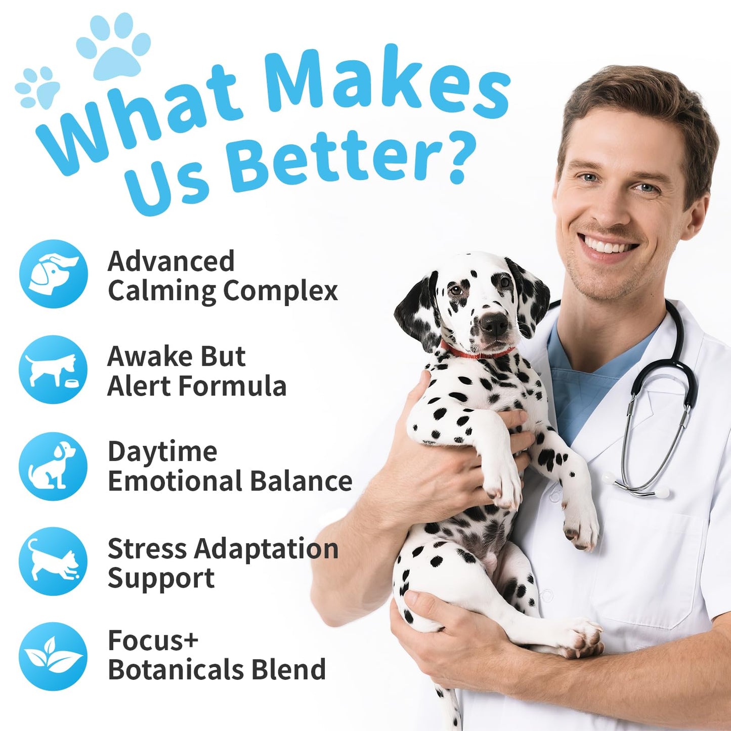 POPPAW Calming Chews for Dogs – Calming Treats for Anxiety, Stress, Separation, Travel&Thunder, Relaxation & Focus Support with L-Theanine, Valerian Root, Chamomile & Ashwagandha, Bacon Flavor, 60Ct