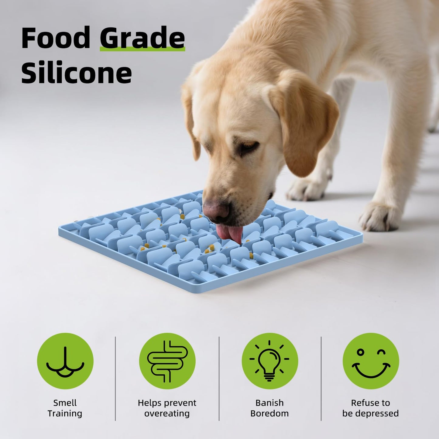 Snuffle Mat for Dogs, Silicone Snuffle Mat Dog Feeding Mat Slow Feeder, Encourages Natural Foraging Dog Sniff Mat, Stress Relief, Smell Training, Digging Toys for All Breed Dogs (Blue)