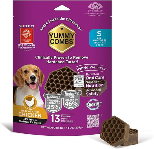 Dog Dental Treats – Vet VOHC Approved, Removes Tartar & Cleans Teeth – Yummy High Protein Chicken Treat for Small Dogs (Mini Pack, 13 Count)