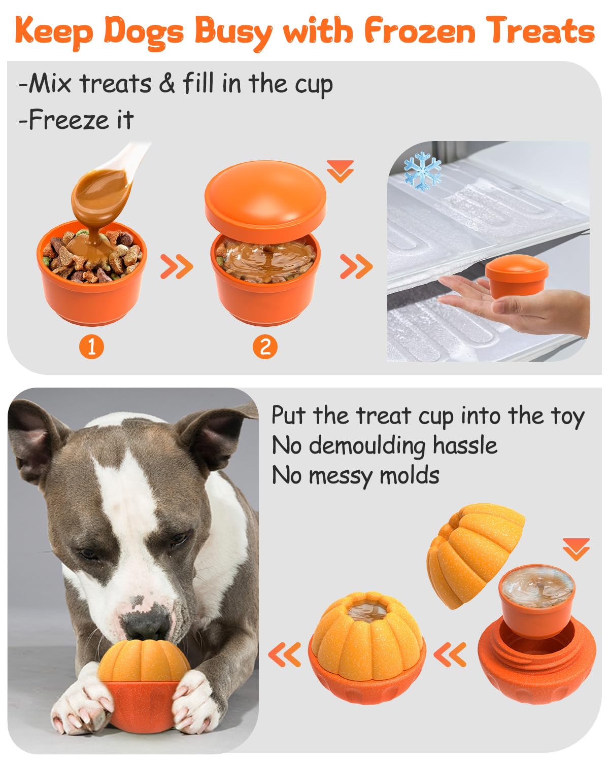 KrauzPet Treat Dispensing Dog Toys for Aggressive Chewers, Interactive Frozen Enrichment Puzzle Ball to Keep Dogs Busy, Indestructible Nylon Chew Toy for Medium Large Breed