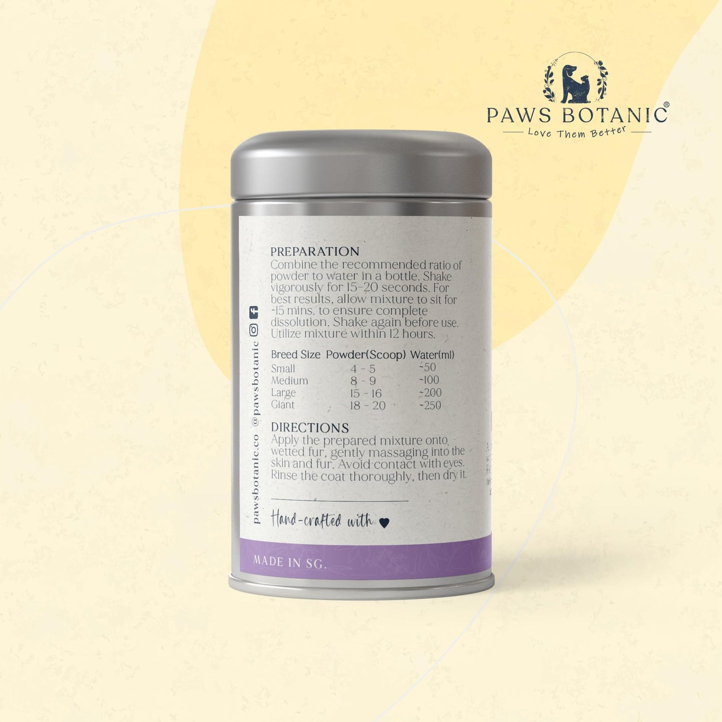 Paws Botanic Unscented Dog Dry Shampoo, Powder Shampoo for Dogs, Regular Skin & Coat, 3.5 oz with Bamboo Spoon (Calming Lavender)