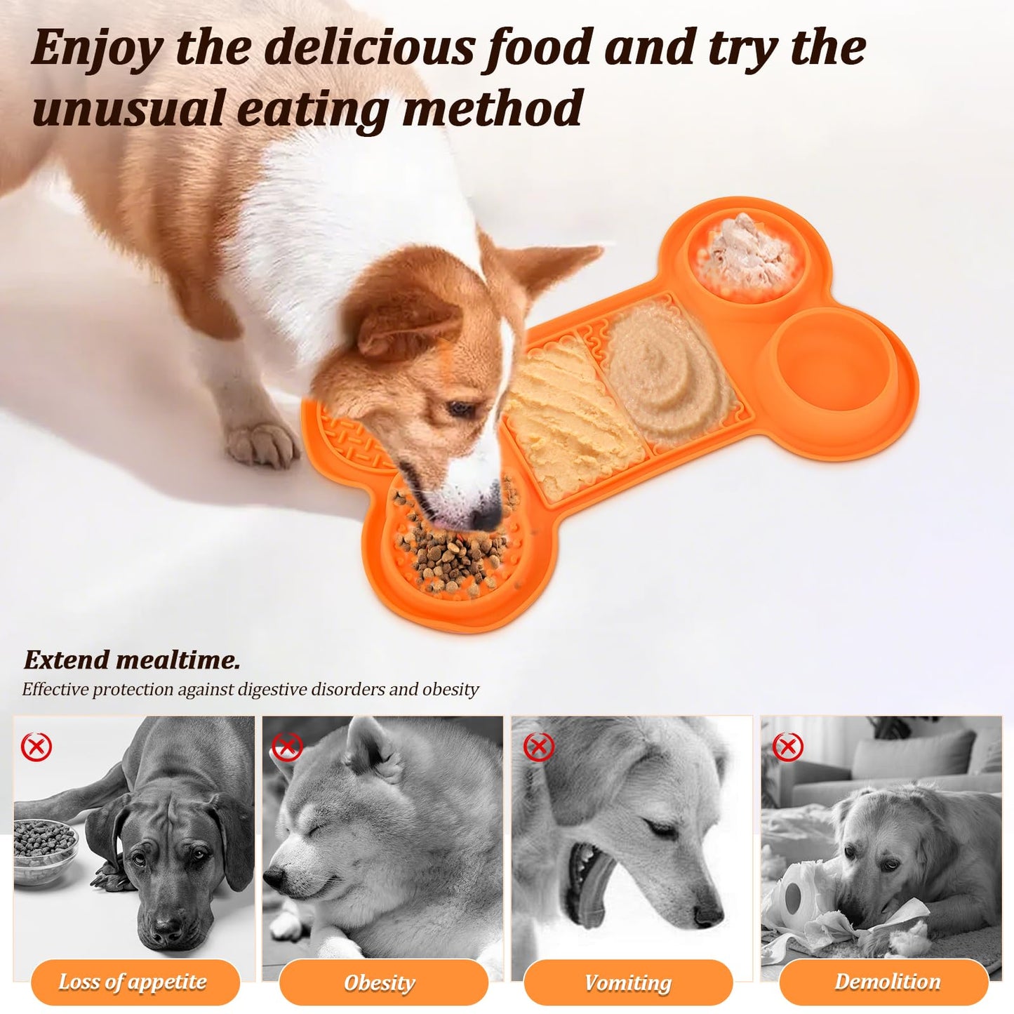 Silicone Slow Feeder Bowl, Lick Mat with Suction Cups for Dog Cat, Snuffle Feeding Mat for Dry and Wet Food, Interactive Sniff Mat for Bored Puppy Anxiety Relief, Blue