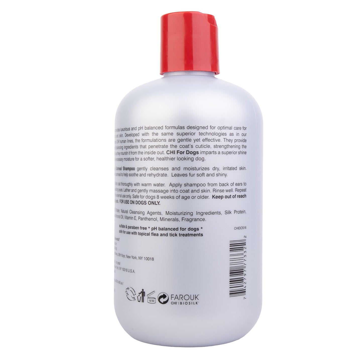 CHI for Dogs Oatmeal Shampoo - Best Dog Wash for Dry Skin and Itch Relief - Gentle Formula with Soothing Ingredients - Sulfate and Paraben Free - pH Balanced - Made in USA, 16 Fl Oz