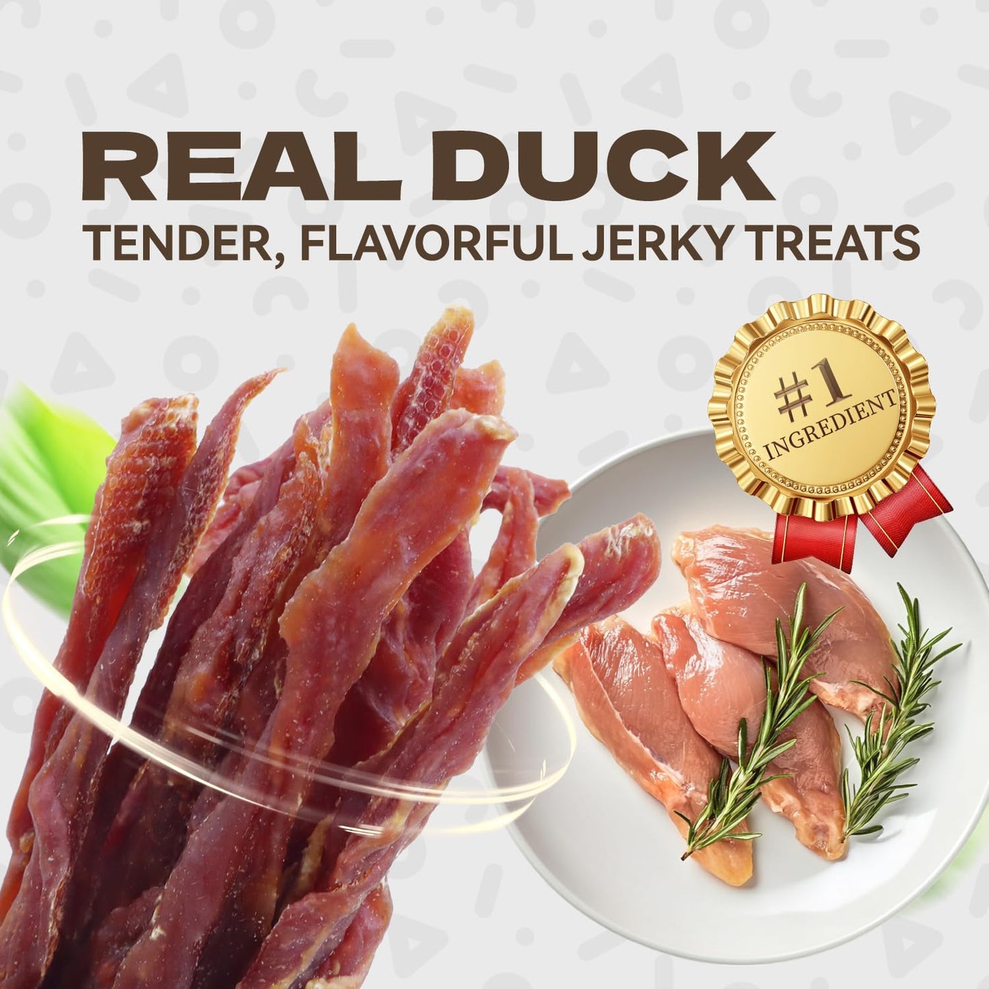 KUADELRO Duck Jerky Dog Treats, Real Duck Strips Dog Training Treats Soft Rawhide-Free Chews Healthy Snacks for Small Medium Large Breed 10.58oz