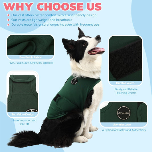 Jaynuier Dog Anxiety Relief Calming Vest, Dog Anxiety Jacket, Skin-Friendly Thunder Jacket