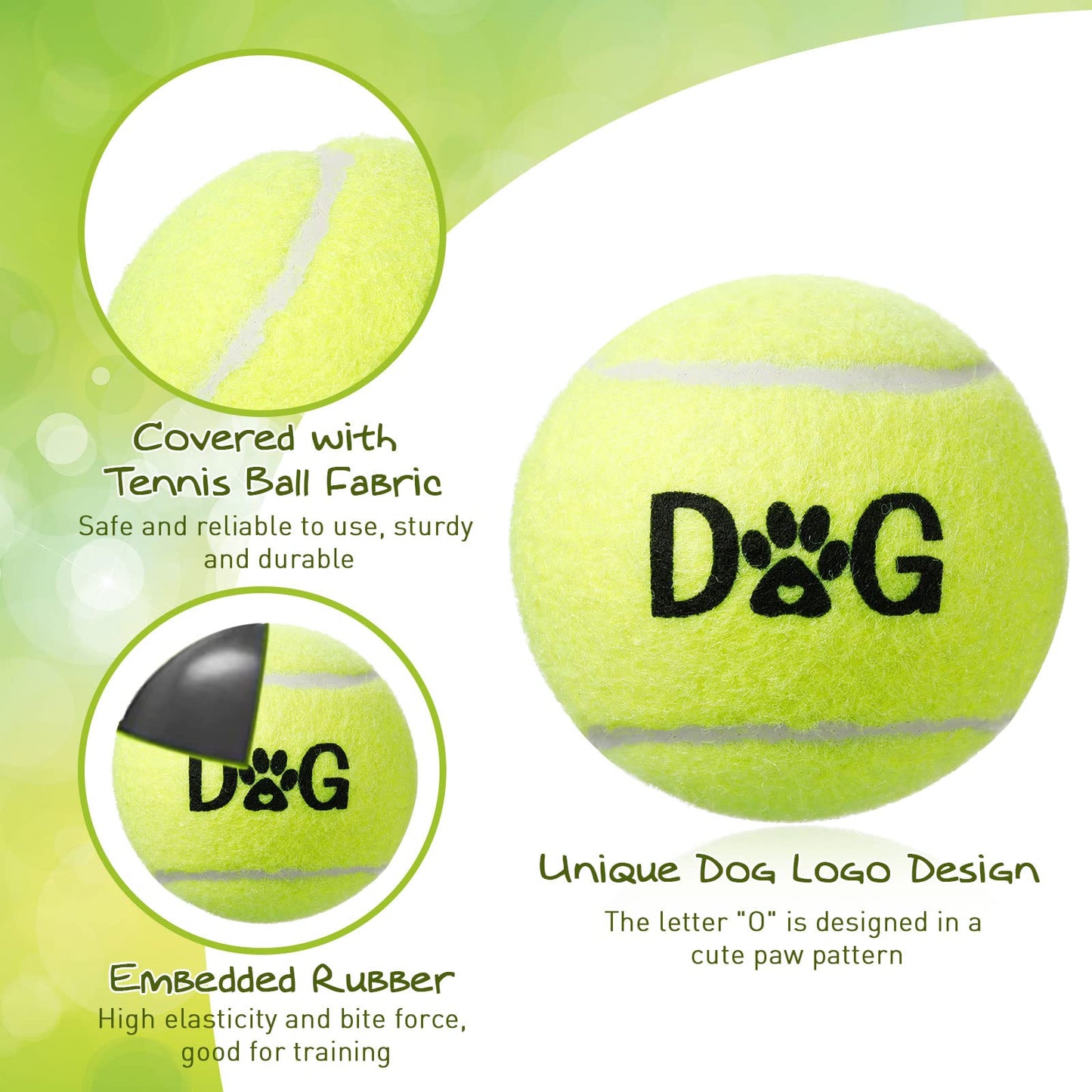 40 Pack Tennis Balls Dog Toys Bulk 2.5 Inch with Carry Bags, Easy Catching Interactive Fetch for Pet Puppy Small Medium Large Dogs Training Exercise and Practice