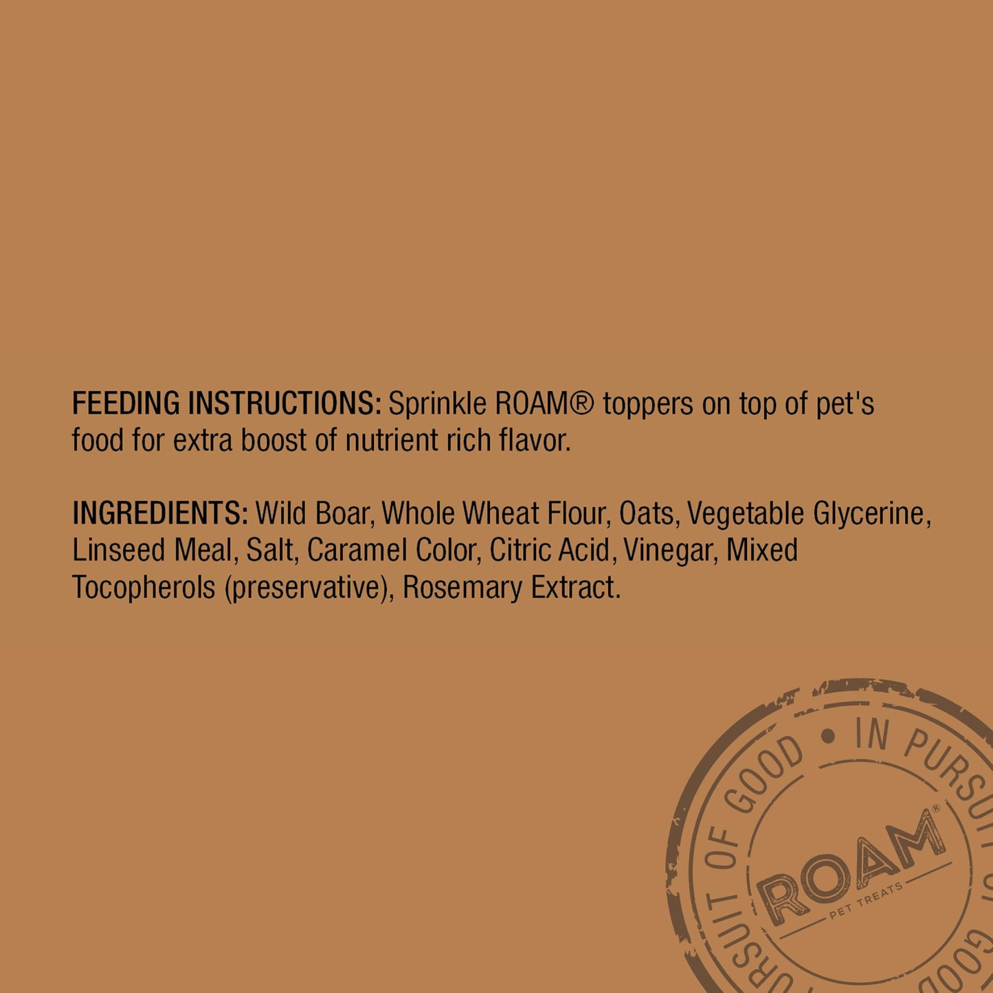 ROAM Pet Treats Wild Boar Exotic Dog Topper - Single Protein, Sustainably Raised Wild Boar Meat Dog Food Topper - Non-GMO, 4 Ounce