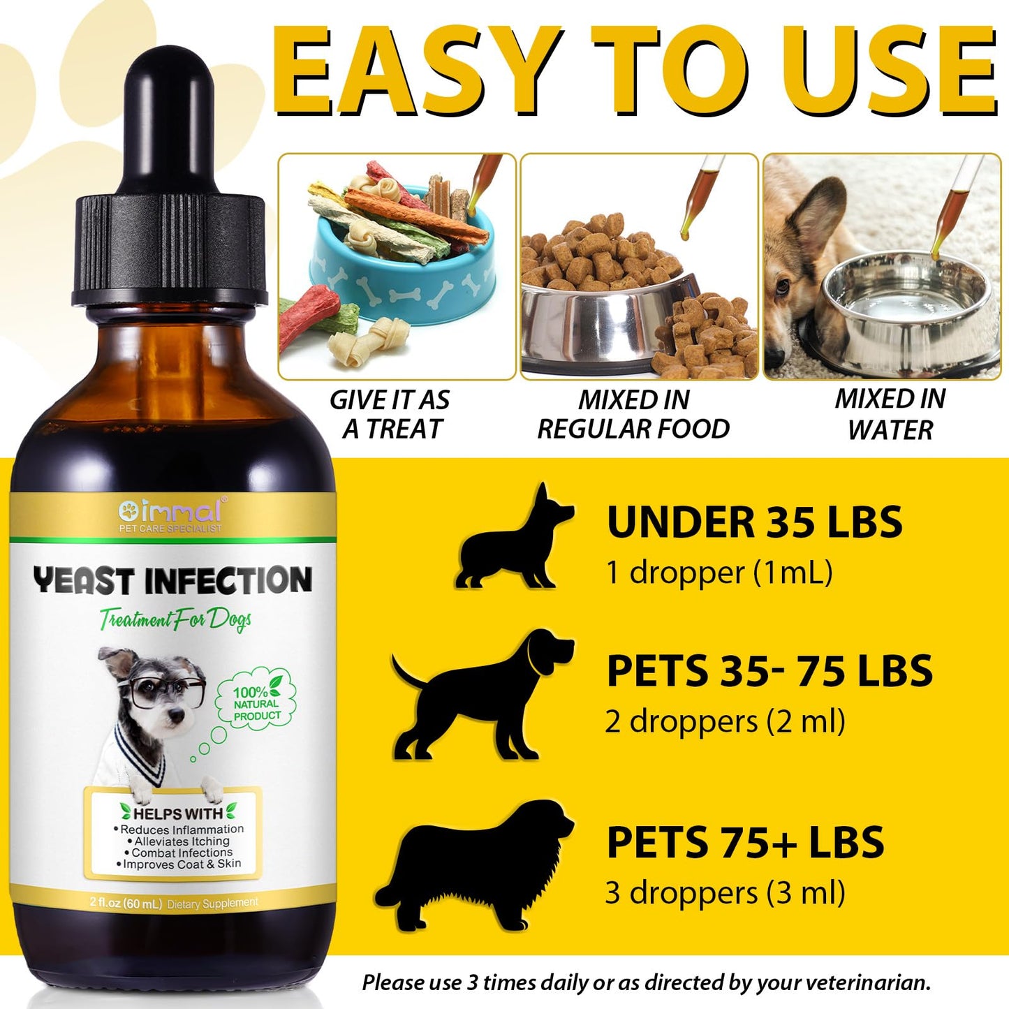 Yeast Infection Treatment for Dogs, Naturally Supports Dog Healthy Itch Relief, Ear Infection Treatment, Dogs Allergy Relief, Inflammation Relief & More (1pcs)