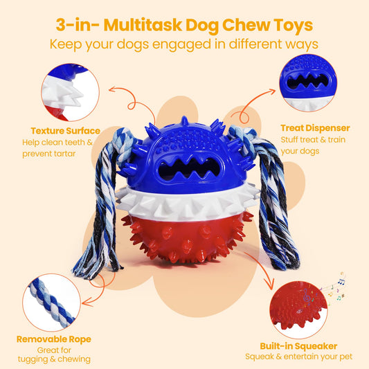 HGB Squeaky Dog Puzzle Toy for Boredom, Interactive Treat Dispensing Dog Toys to Keep Them Busy for IQ Training & Slow Feeder, Pet Enrichment, Teeth Cleaning & Reduce Boredoem