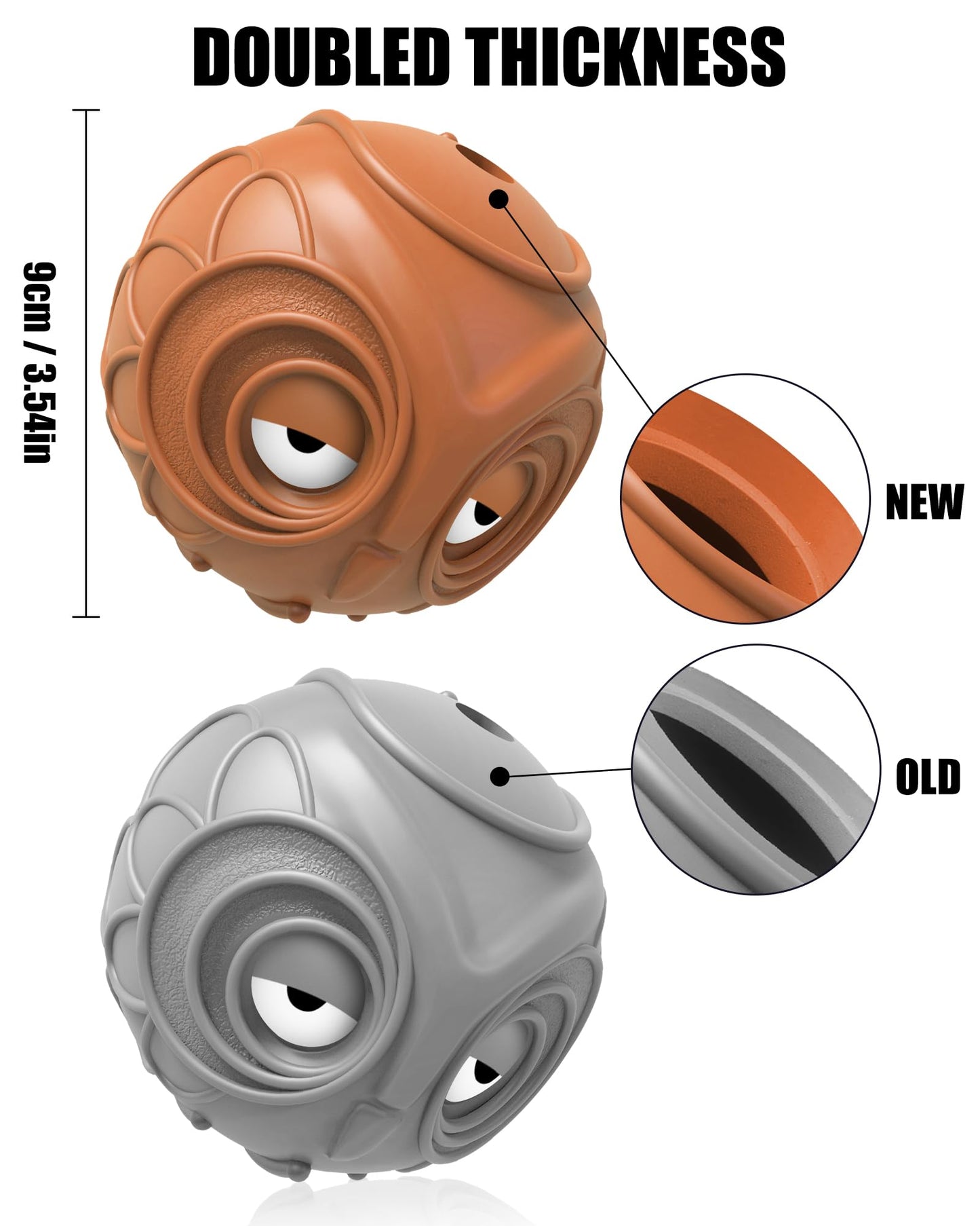 Giggle Ball for Dogs Owl Dog Toys for Aggressive Chewers Medium Large Dogs Fun Gift for Dog Natural Rubber Herding Ball for Dogs Cute Owl Hoot Brown New