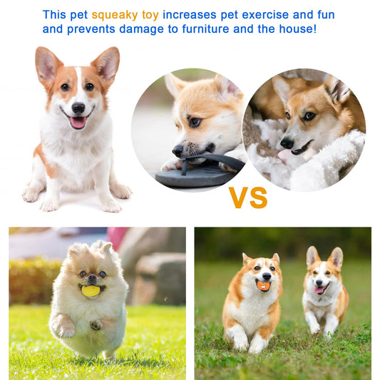 gulucute Latex Squeaky Toys, Smile Face Squeaky Balls for Puppy Chewing, Durable Teething Rubber Soft Interactive Fetch Play Dog Balls (6 PCS)