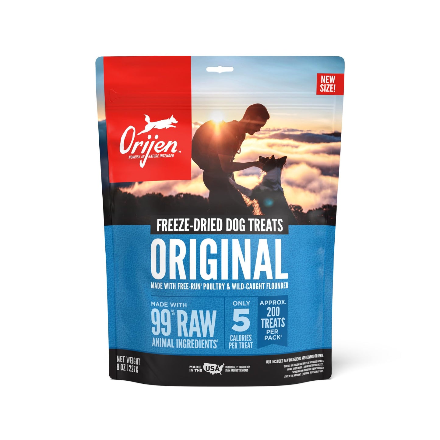 ORIJEN Grain Free High Protein Freeze Dried Dog Treats Original Recipe 8oz Bag