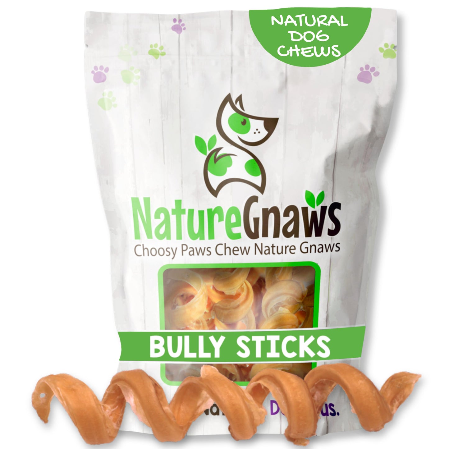 Nature Gnaws Bully Stick Springs for Dogs 7-8" (6 Count) - Long Lasting for Aggressive Chewers - Natural Curly Beef Dog Chew Bones - Rawhide Free