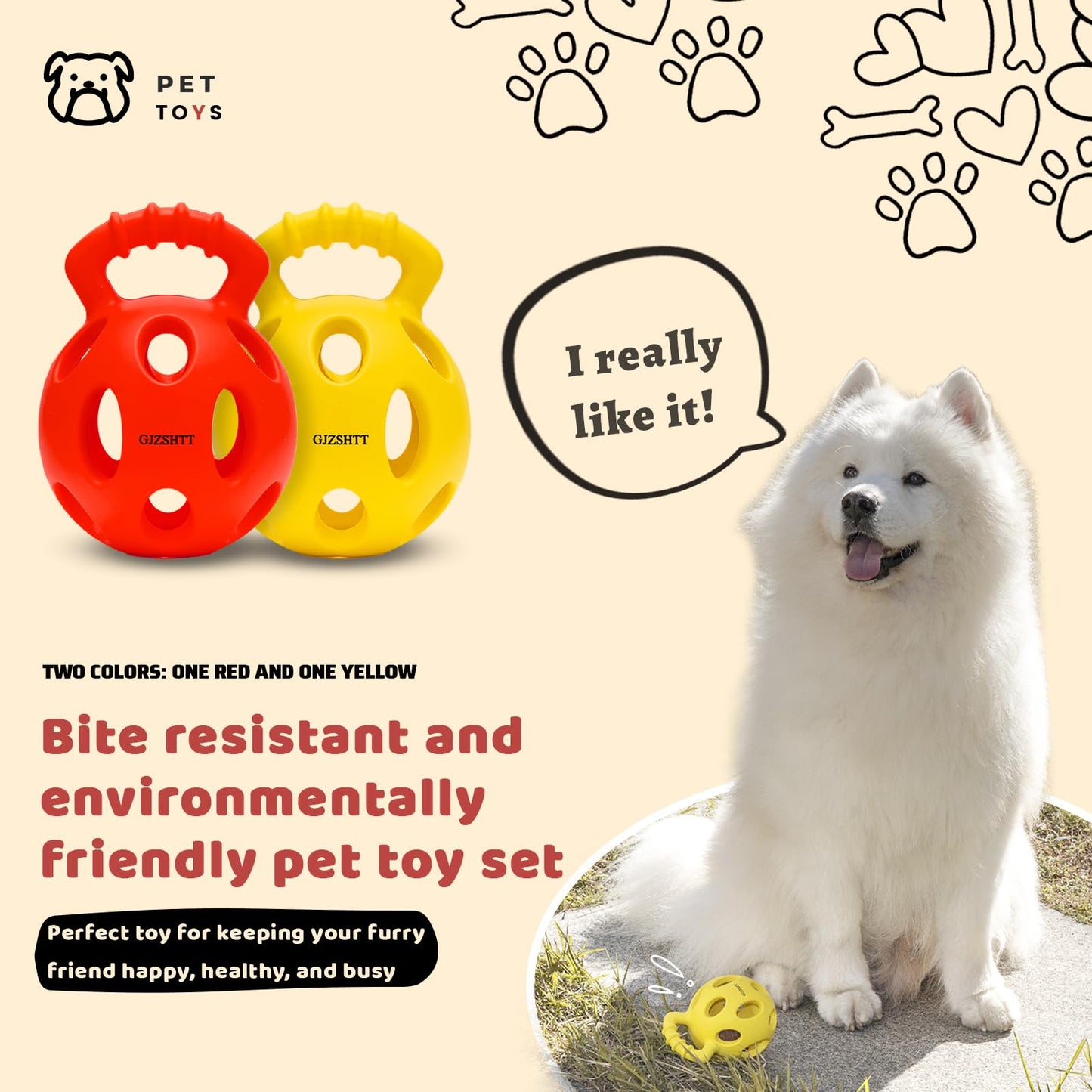 GJZSHTT Durable Dog Chew Ball Toys - Interactive Tug-n-Toss Rubber Ball with Handle for Tug of War and Fetch, Kettlebell-Inspired Design, Ideal for Small, Medium, and Large Dogs, 3.94"x5.2" (2-Pack)