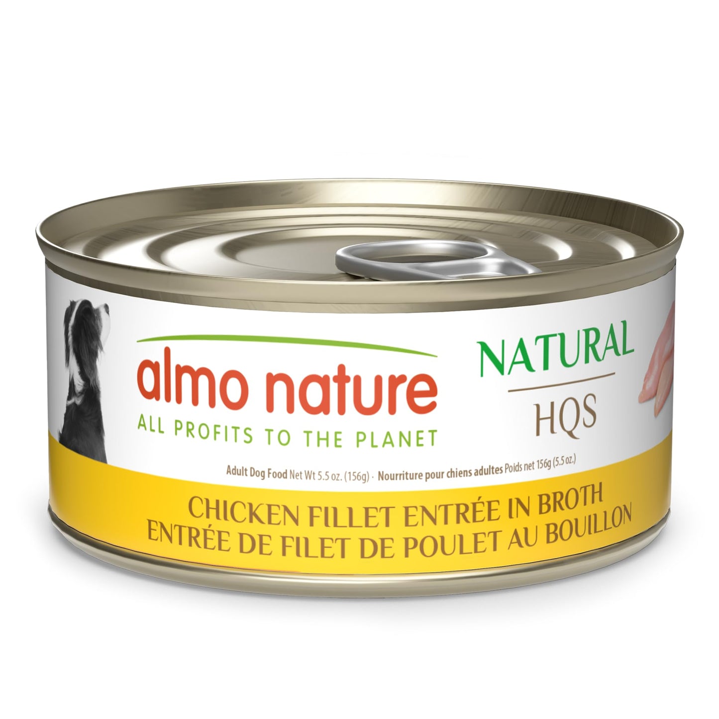 almo nature HQS Natural Wet Dog Food Chicken Fillet Entrée, Grain Free, Additive Free, Low Fat, GMO Free, 5.5oz Pack of 12