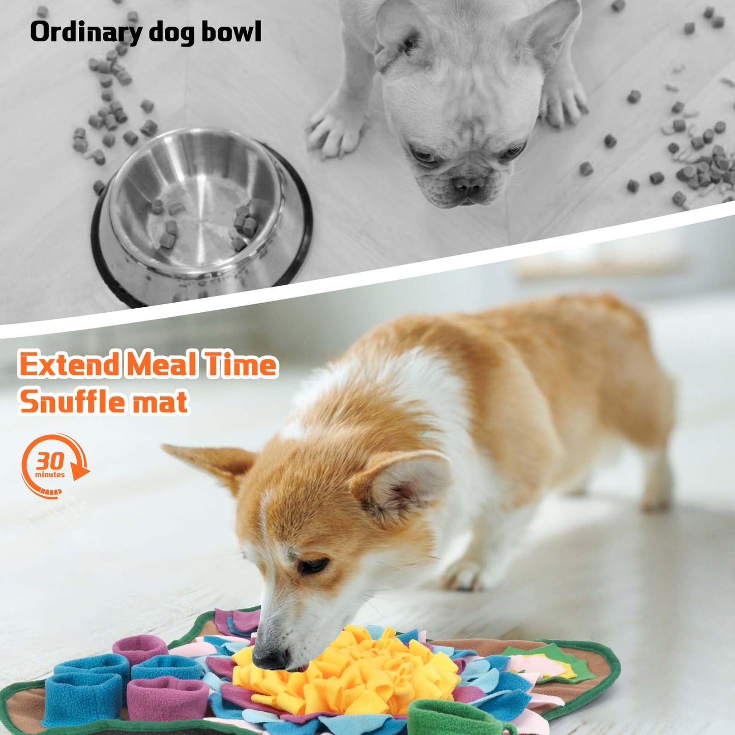 Yummy Sam Snuffle Mat for Small and Medium Dogs, 2 in 1 Portable Interactive Nose Smell Training Sniffing Pad with Puzzle Toys for Boredom Stimulating Slow Eating and Keep Busy (Grey)