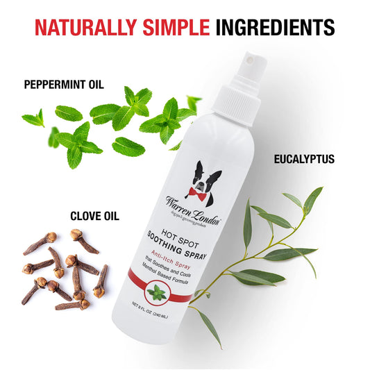 Warren London Dog Hot Spot Soothing Spray- Cooling Anti Itch Spray w/Menthol Made in USA- 8oz