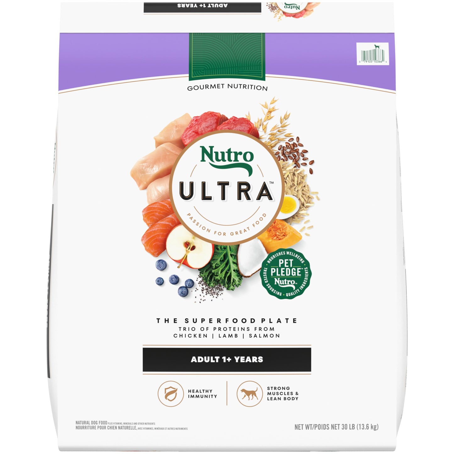 Nutro Ultra Adult Dry Dog Food with a Trio of Proteins from Chicken, Lamb and Salmon, 30 lb Bag