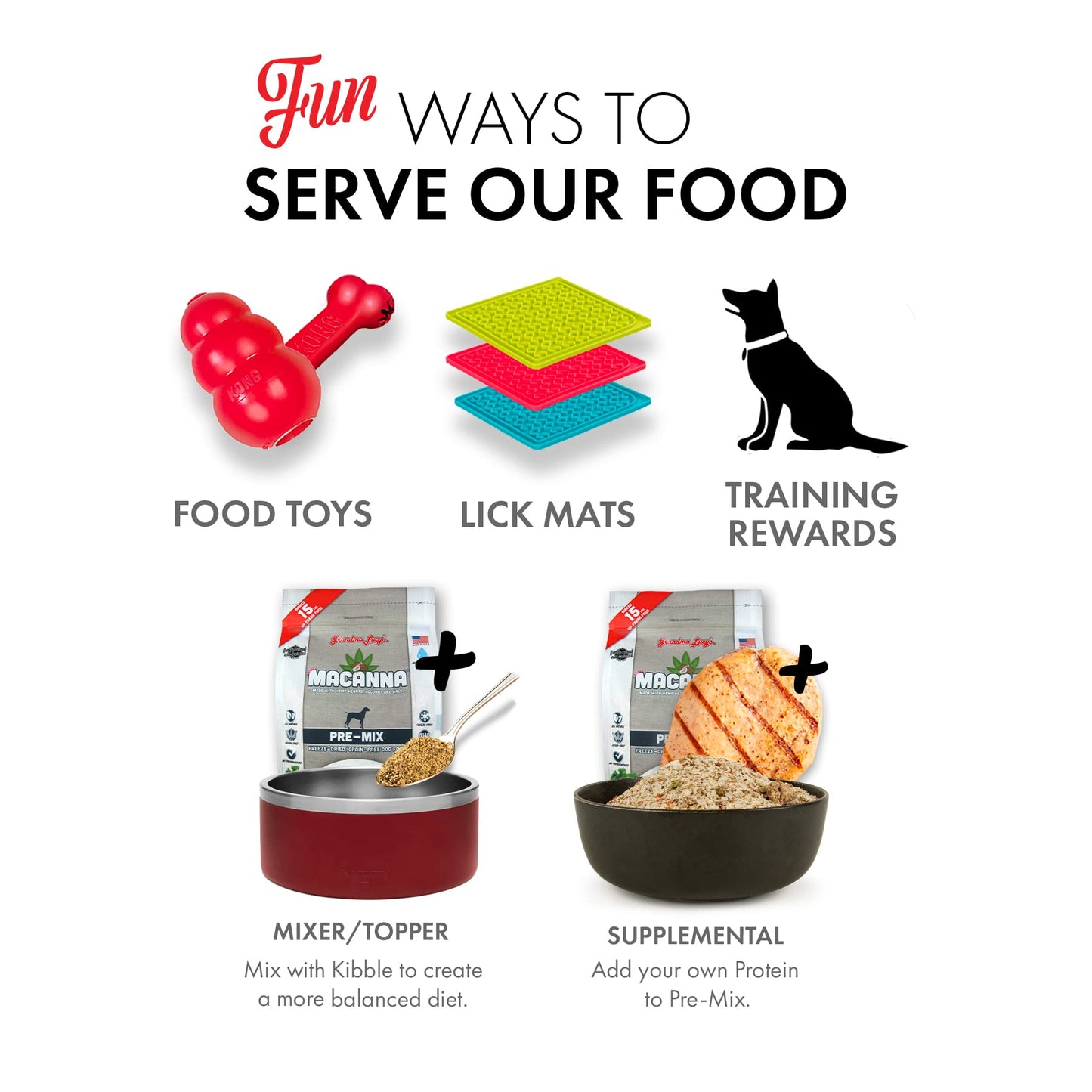 Grandma Lucy's Macanna Dog Food, Grain Free and Freeze-Dried - Pre-Mix, 3Lb Bag