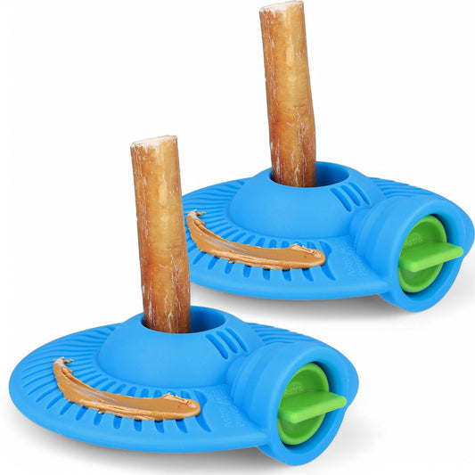 Astro Paws UFO Bully Stick Holder & Lick Mat - Flexible, Resilient, Quiet on Floors, Teeth-Safe, Safety Device for Dogs - Prevents Swallowed Ends, Long-Lasting, Dishwasher Safe (2)