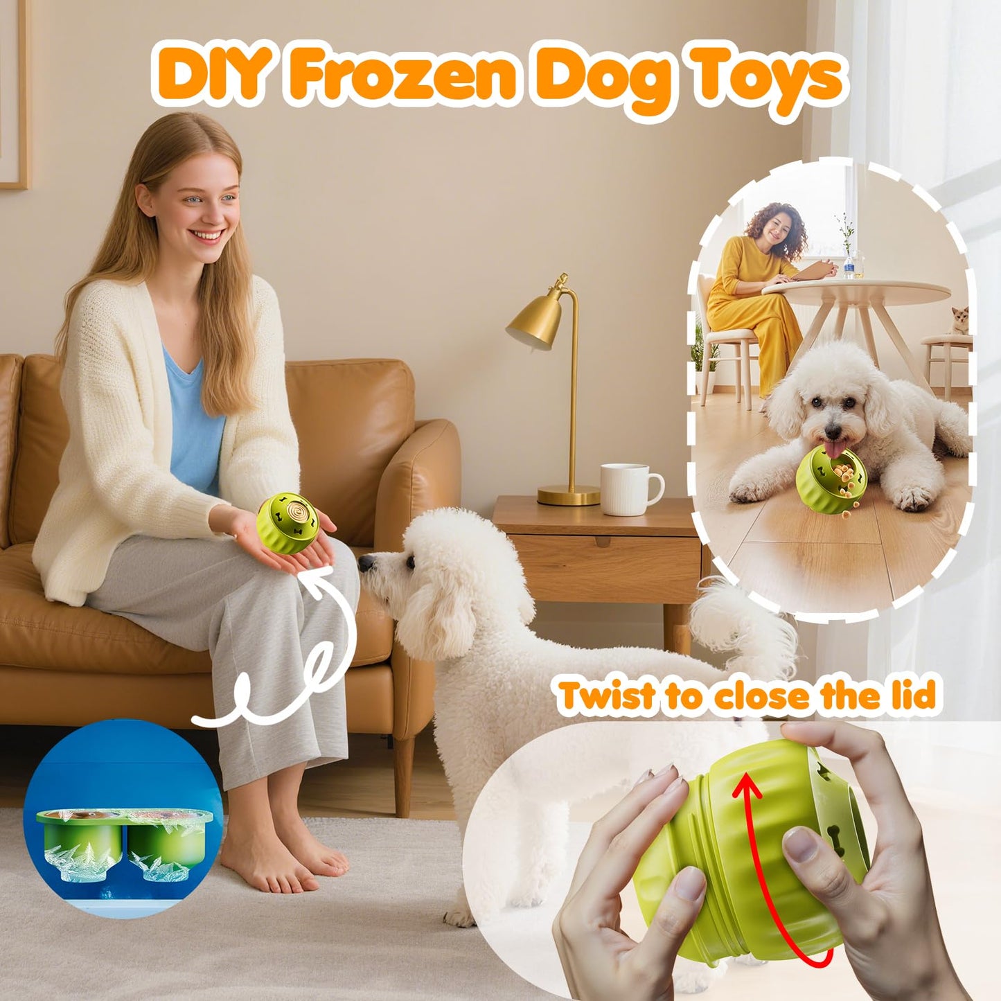 FOXMM 6-in-1 Dog Enrichment Toys Set - Lick Mat, Ball & Bowl with Peanut Butter, Frozen Treat Cognitive Dog Toys for Anxiety Relief & Mental Stimulation | Slow Feeding for Small/Medium Dogs & Puppies