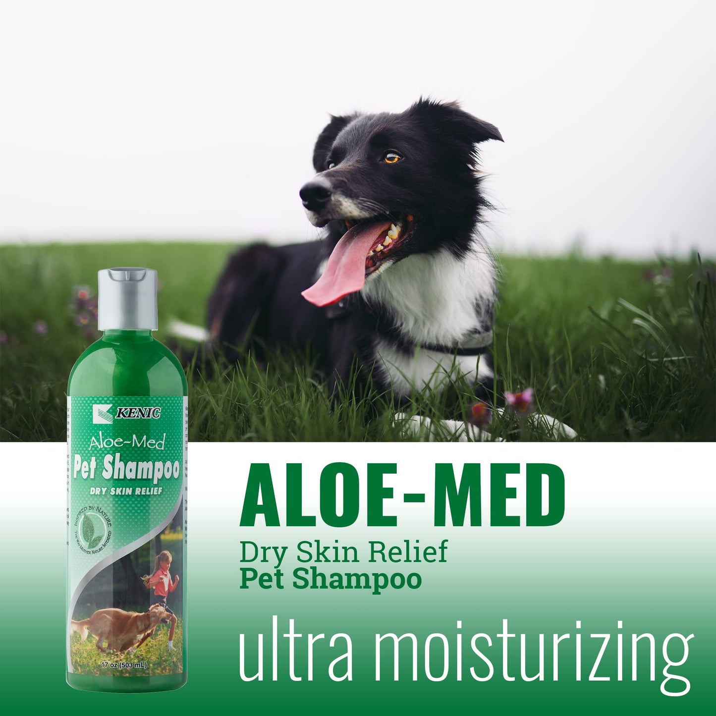 Kenic Moisture Rich Aloe-Med Pet Shampoo, Made in USA with Naturally Derived Ingredients, Soap & Paraben Free, pH Balanced
