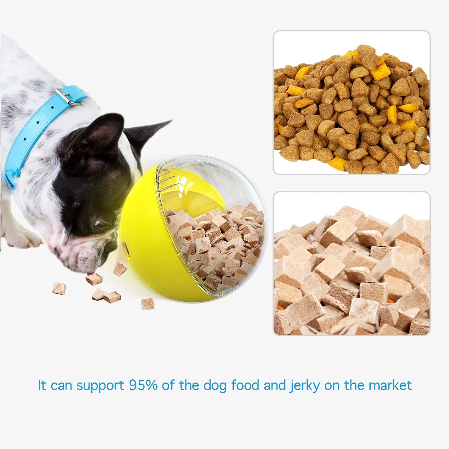 Monotre Dog Treat Ball, Dog Food Puzzle Slow Feeder Interactive Squeaky Mental Stimulation Toys, Cat Treat Dispenser Puzzle Toys Active Rolling Balls for Medium/Large Dog Breeds