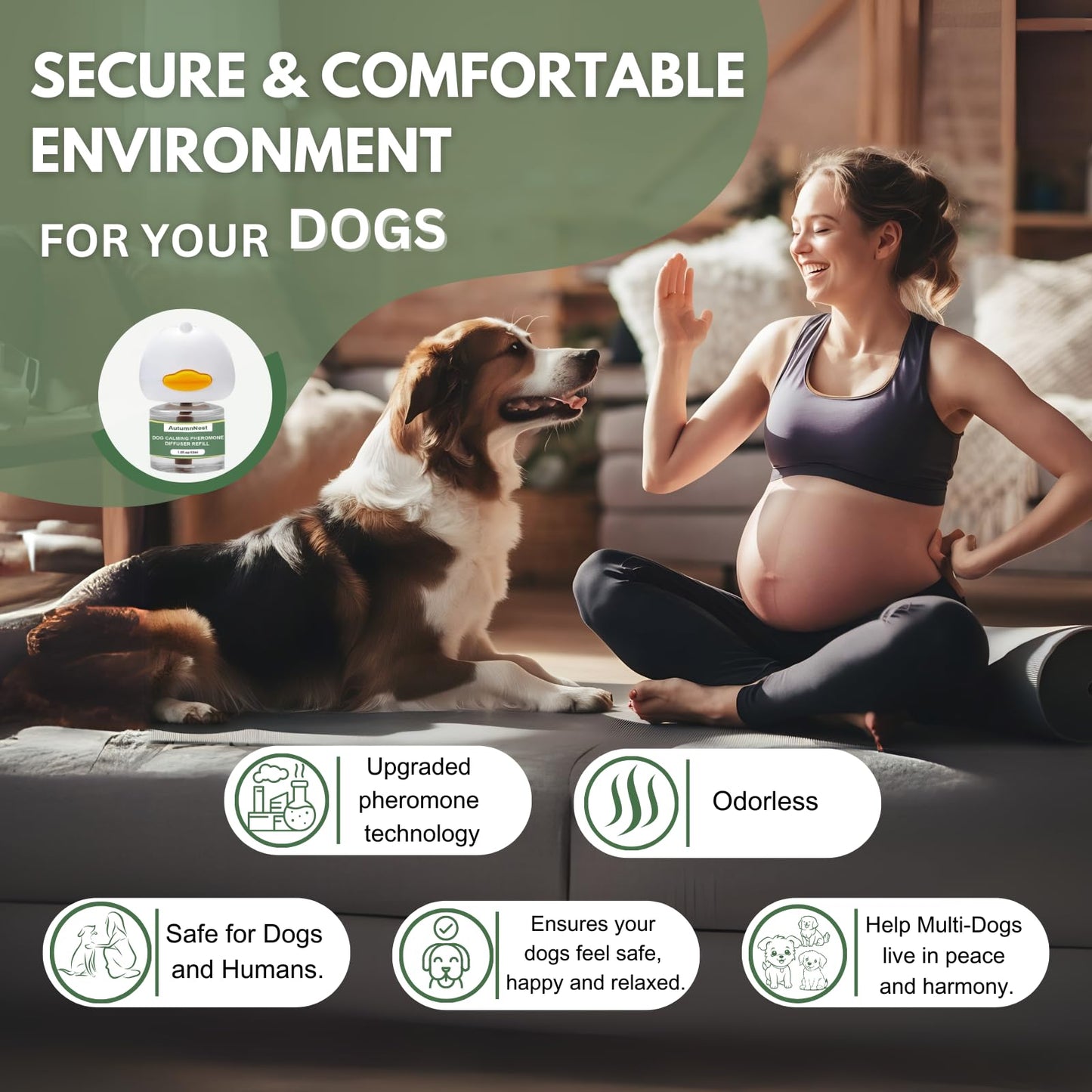 Dog Pheromone Calming Diffuser Kit, Pet Diffuser Kit (2 Plug-in + 4 Packs 48ml Refill) for Stress Support, Helps Reduce Barking & Aggression, 120 Day Supply (Non-Toxic, Safe & Inedible)