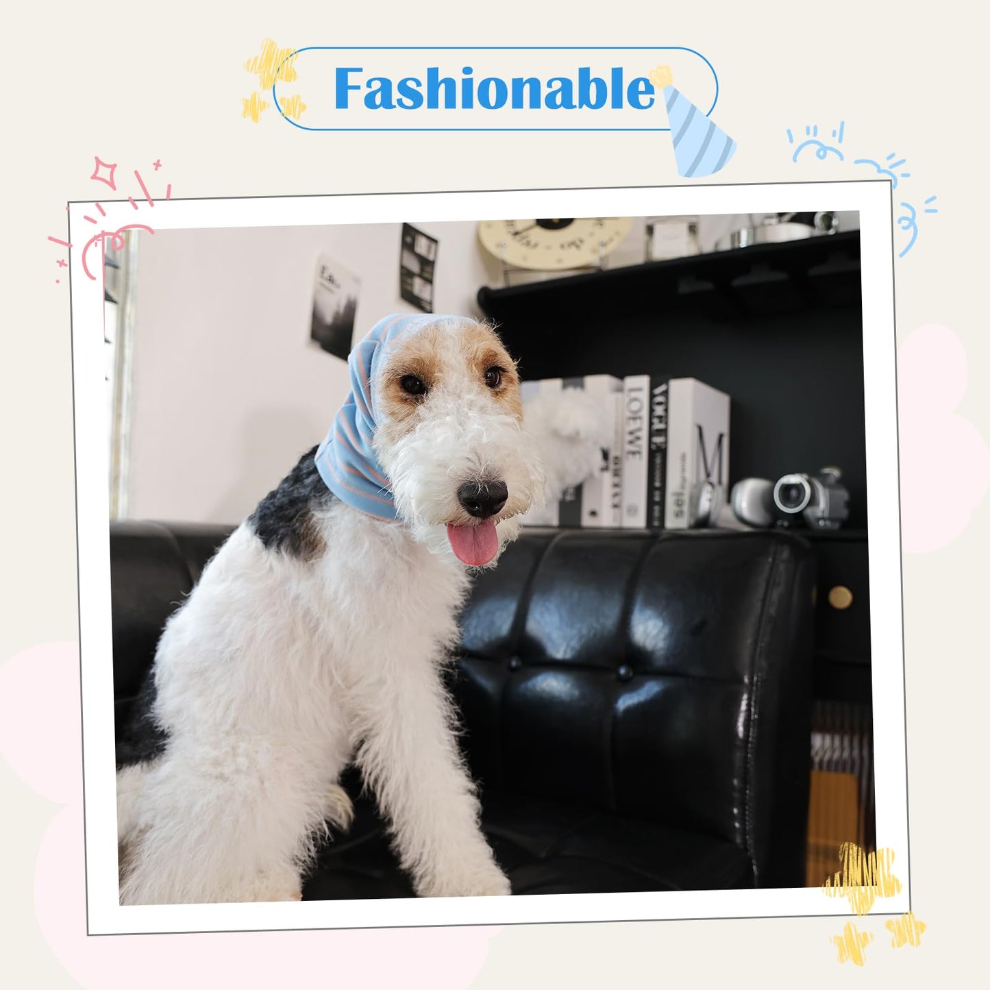 Nanaki Calming Hoodie Dog Grooming Ear Cover Anxiety Relief-No Shake Dog Ear Wrap Hematoma, Striped Head Wrap Snoods for Noise Protection, Bath, Fireworks, Thunderstorm, Blow Drying, Warm-Keeping