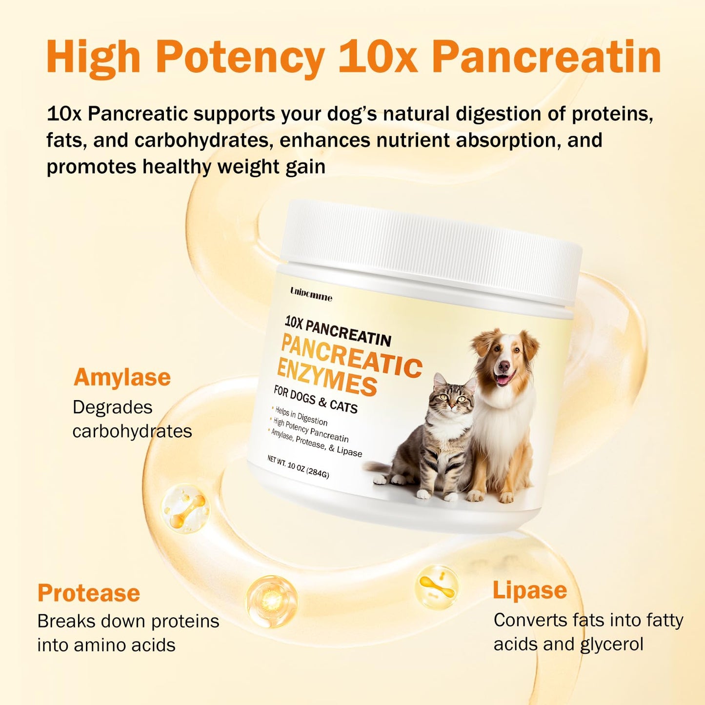 10 Ounces Pancreatic Enzymes for Dogs - 10x Pancreatin Formula for EPI Dog - Digestive Enzymes Powder for Pet Pancreatic Concerns, Supports Buddy Digestive Stress, Healthy Weight Management