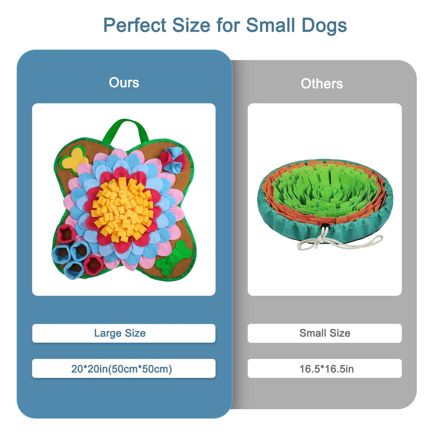 Ankilo Snuffle Mat for Dogs, 20''*20'' Interactive Foraging Puzzle Blanket, Dog Feeding Mat with Non-Slip Bottom, Foldable Pet Snuffle Mat for Sniffing, Slow Feeding and Stress Release