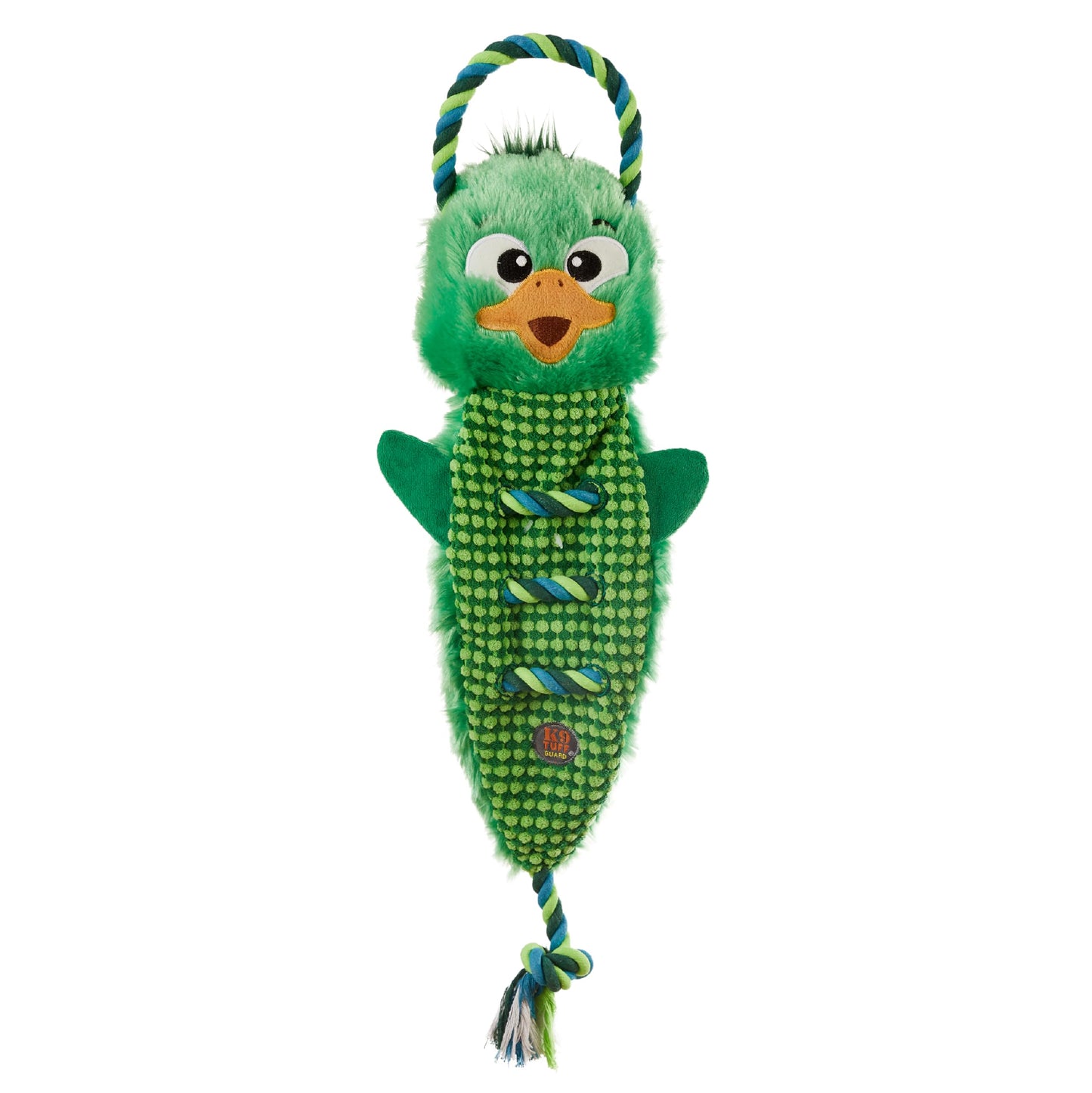 Outward Hound Ropiez Rope Interactive Dog Tug Toy for Tugging Squeaky Fun, 23.6 Inch Mallard, Green, Large