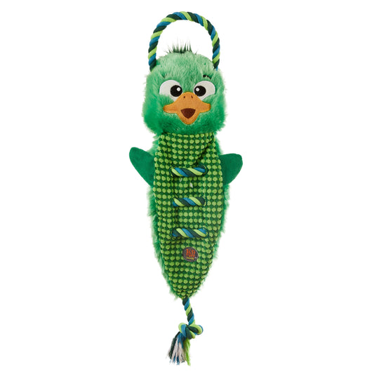 Outward Hound Ropiez Rope Interactive Dog Tug Toy for Tugging Squeaky Fun, 23.6 Inch Mallard, Green, Large