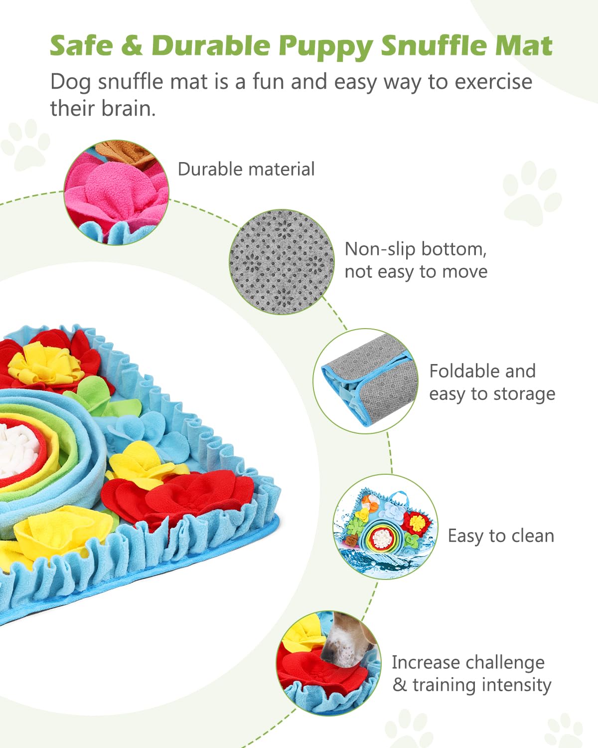 KeeKit Snuffle Mat for Dogs - 19.7x19.7 Inch Felt Wool Slow Feeder Mat, Interactive Dog Toy for Treats & Food, Anxiety Relief & Mental Stimulation (Not for Aggressive Chewers)