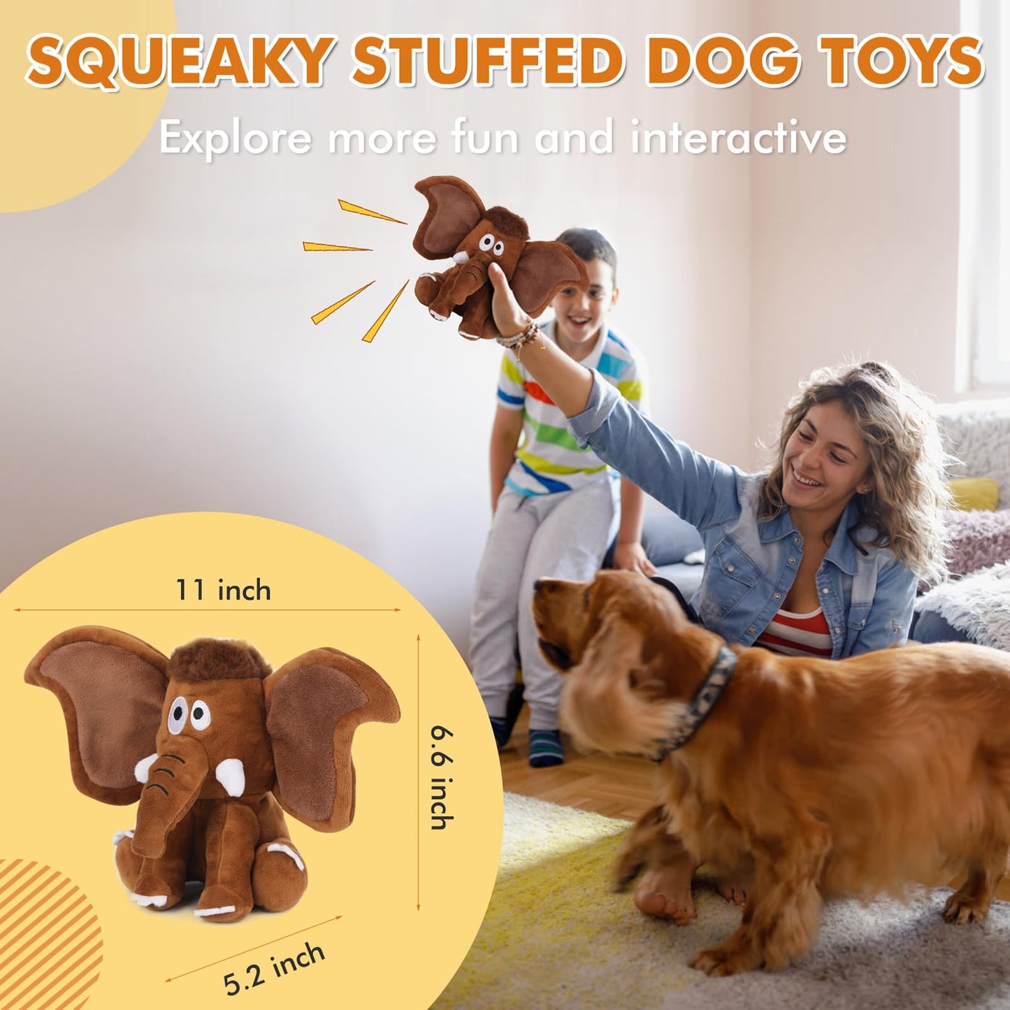 Letsmeet Interactive Plush Dog Squeaky Toys Fun Puppy Toy with Crinkle Paper for Interactive Chew and Play Beat Boredom with This Dog Puzzle Toy for Small Medium Large Dogs
