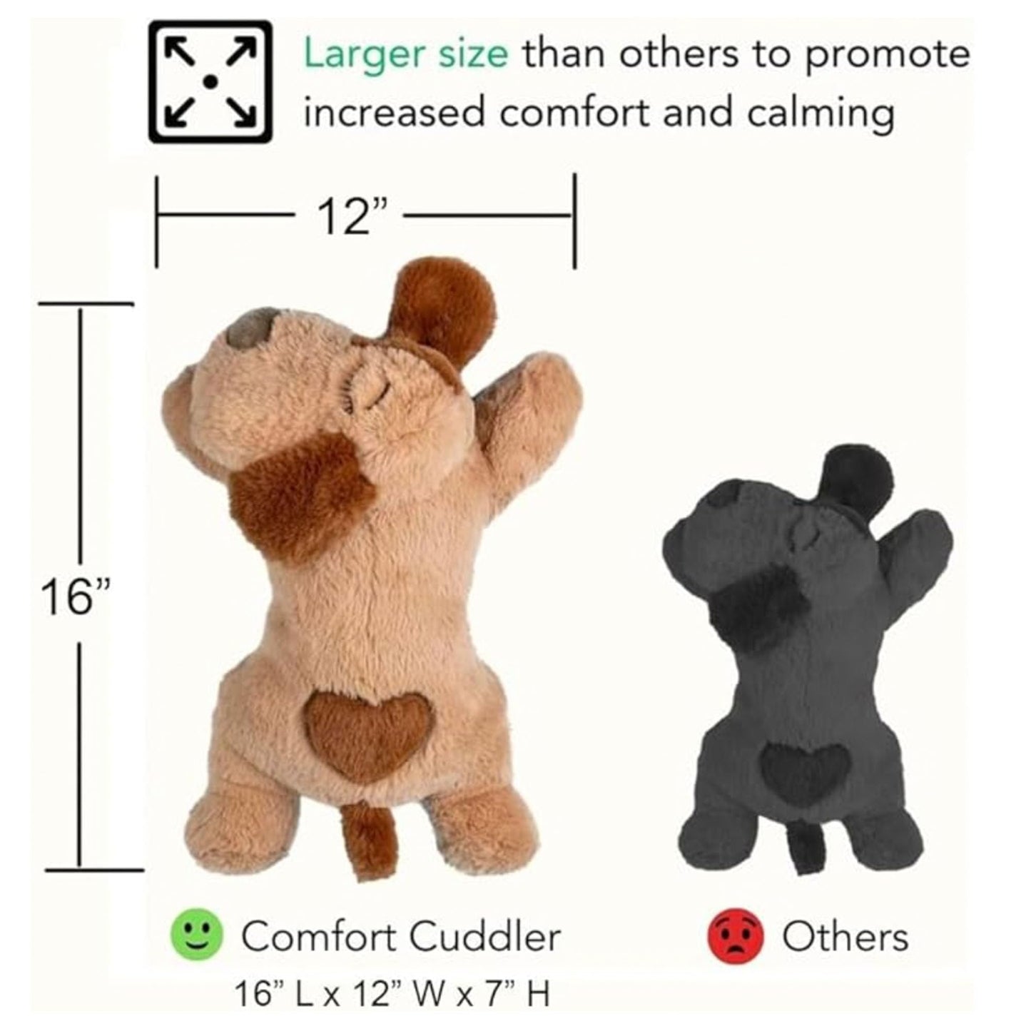 iHeartDogs Heartbeat Puppy Toy - Comfort Cuddler Pillow - Dog Anxiety Toy