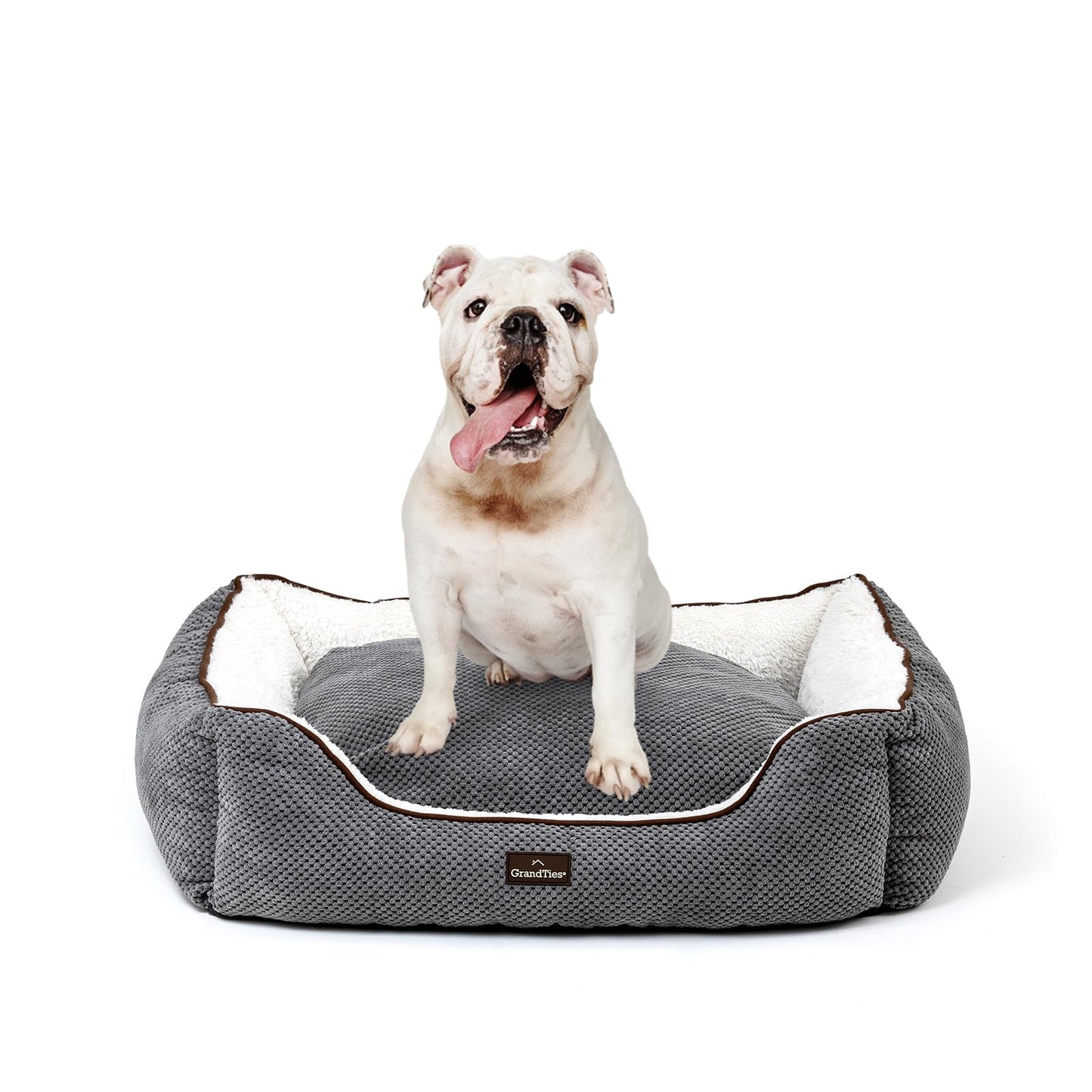 GrandTies Fluffy Dog Beds for Small Medium Large Dogs & Cats, Machine Washable Dog Bed, Rectangle Breathable Soft Calming Sleeping Warming Pet Beds with Waterproof & Non-Slip Bottom (M 34", Moonlight)
