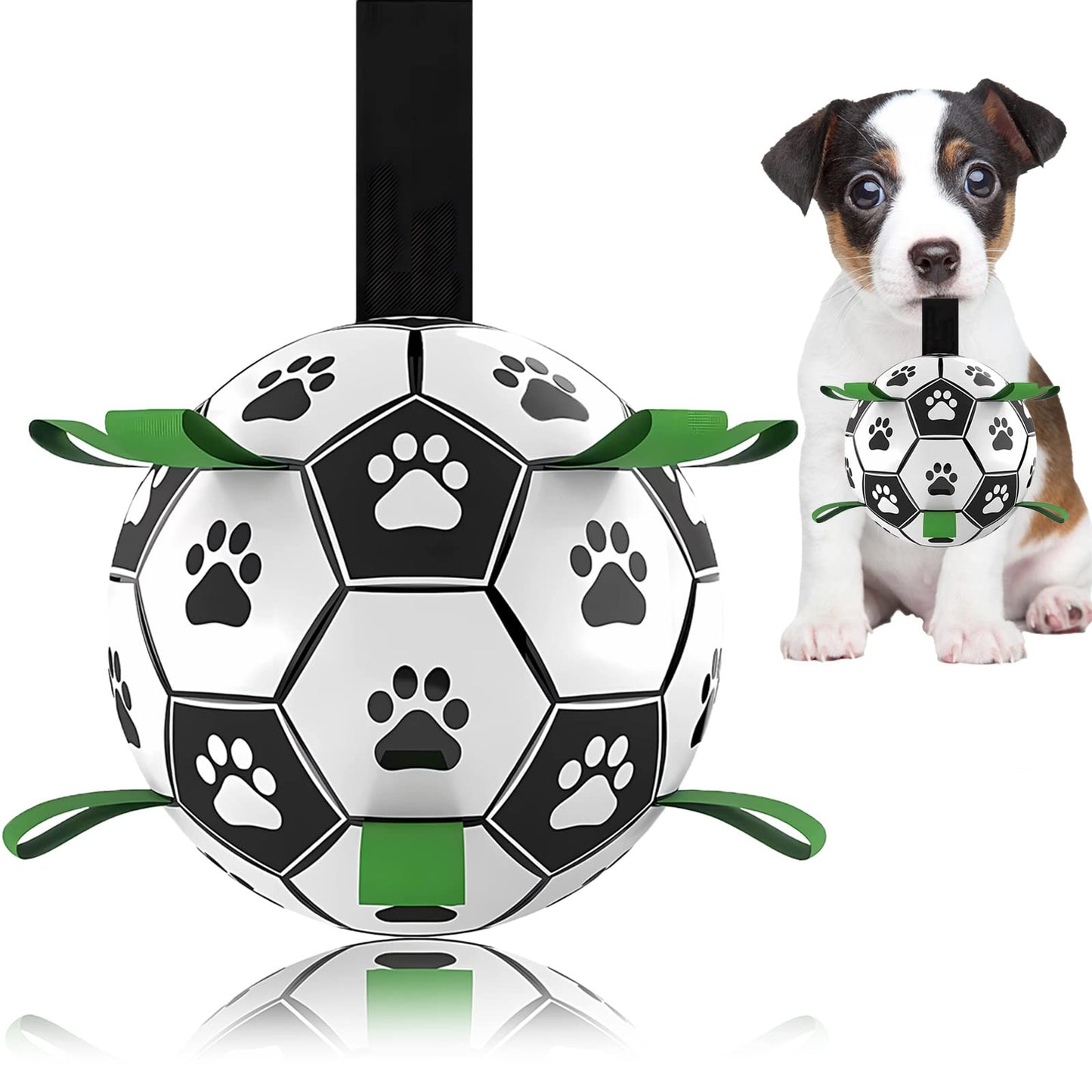 Domchan Dog Soccer Ball, Interactive Toys for Tug of War, Puppy Birthday Gifts, Tug Toy, Water Toy, Durable Balls for Small & Medium Size(6 inch)