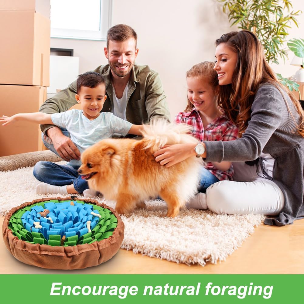 Vivifying Snuffle Mat for Dogs, Adjustable Sniff Mat for Slow Eating and Keep Busy, Interactive Enrichment Toys for Mental Stimulation (Blue&Green)