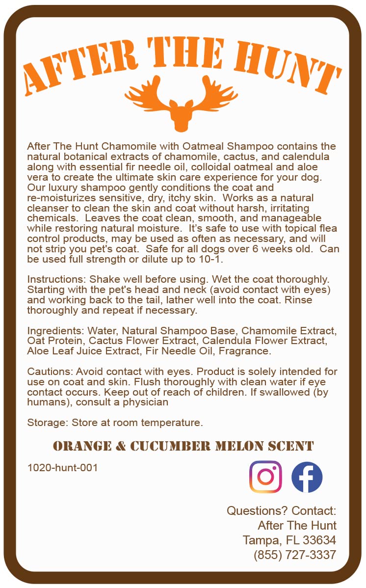 After The Hunt Chamomile Oatmeal & Aloe Dog Shampoo Conditioner & Moisturizer with Botanical Oils 8 oz