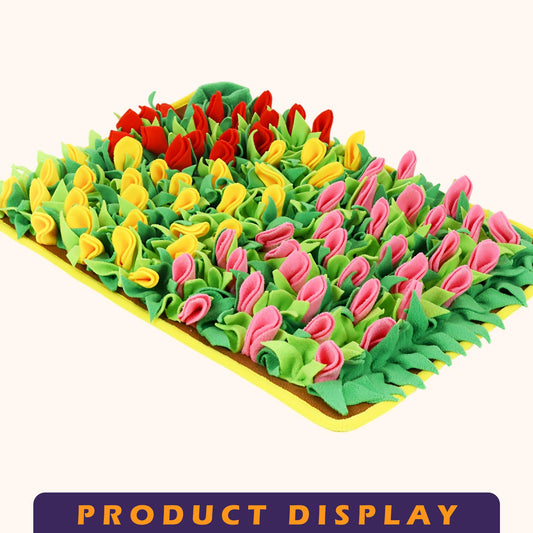MHTTEC Dog Sniffing Mat Tulip Snuffle Mats for Dogs 23.62" x 15.75" Nosework Feeding Mat Polar Fleece Interactive Dog Slow Feeder for Smell Training and Slow Eating 1PC