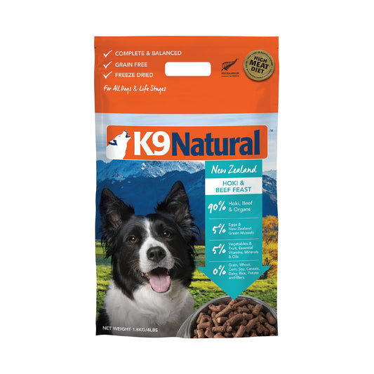 K9 Natural - Grain Free Freeze Dried Dog Food - Hoki & Beef, 4lb