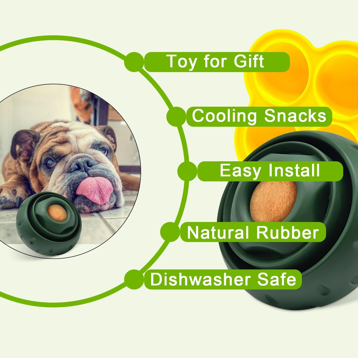 Dog Chew Toys Natural Rubber Fun to Chew, Chase and Fetch for Medium Dogs 25 lbs and Up, Keep Distracted, Slow Feeder, Teething Toy Ball, Anxiety Relief Boredom Reducer Corgi Labrador