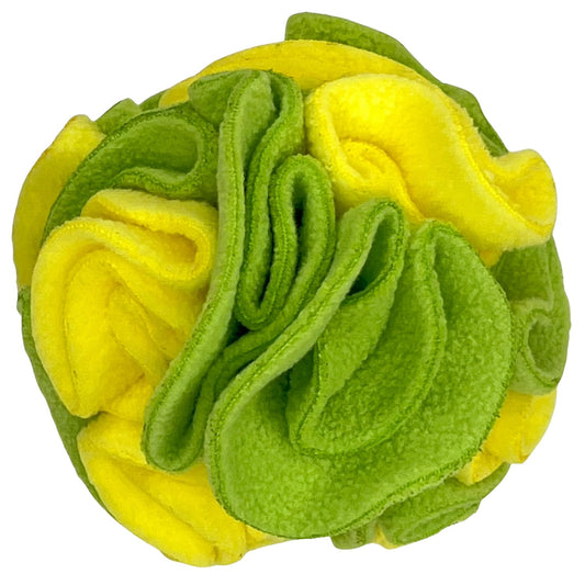 Glory To Dog Puppy and Small Breed Snuffle Interactive Foraging Dog Puzzle Ball Toy Lemon Lime Yellow and Green