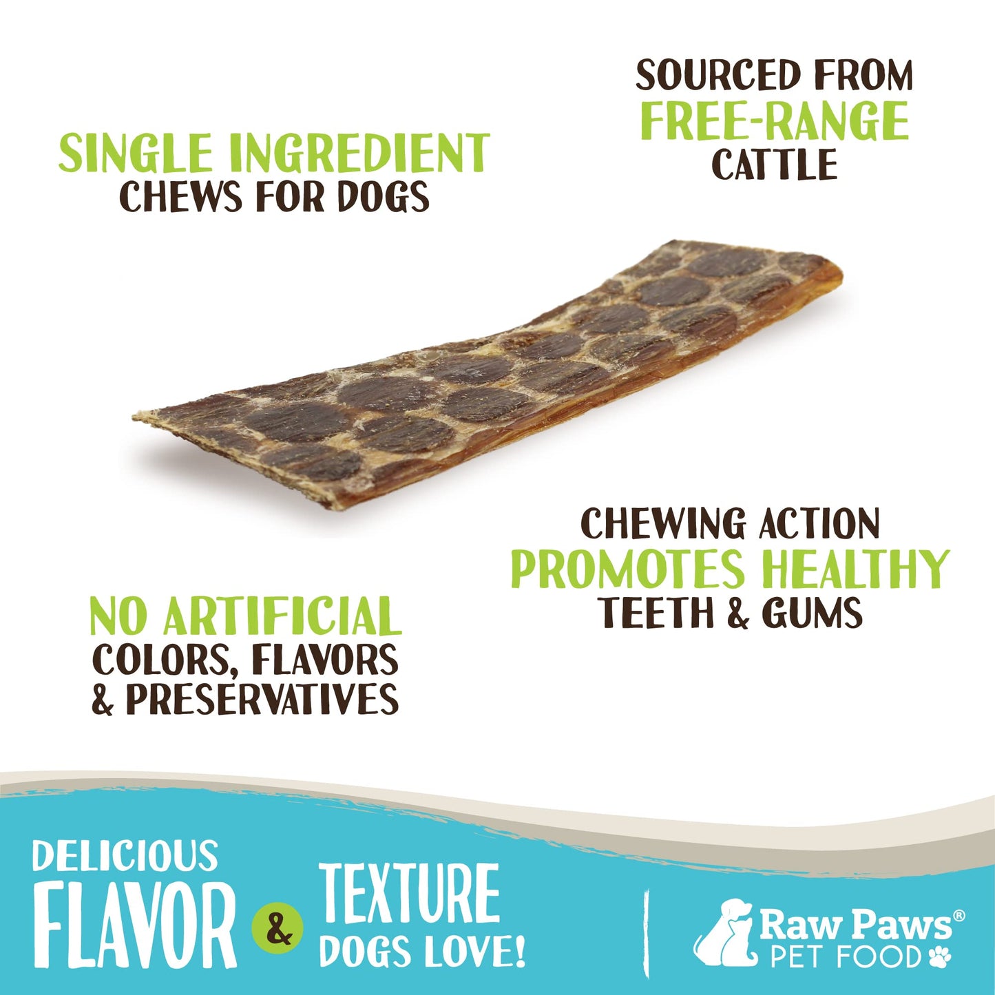 Raw Paws Beef Esophagus Strips for Dogs, 6-inch (20 Pack) - All Natural Chews - Free-Range Beef Esophagus Strips - Dog Taffy Chews - Single Ingredient Chew for Dogs - Cow Jerky Treats