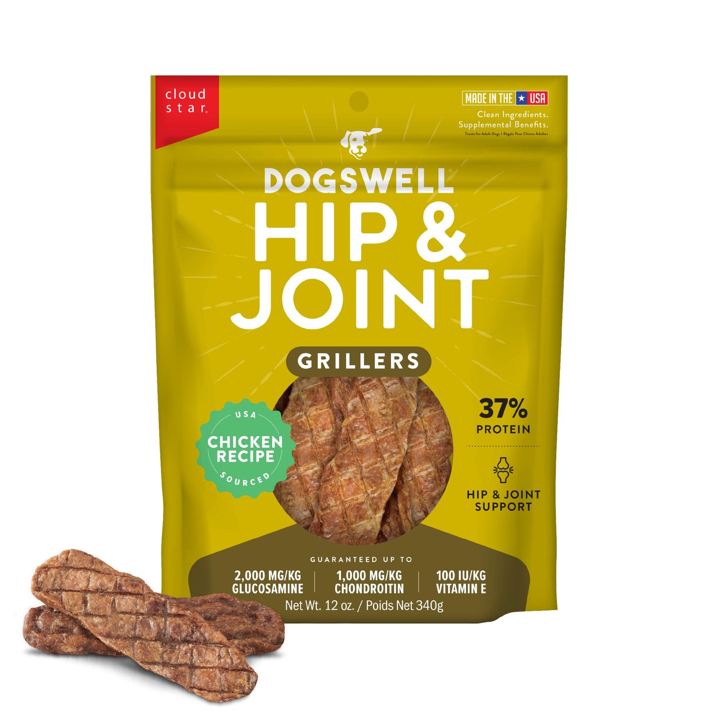 Dogswell Grain-Free Hip and Joint Chicken Grillers for Dogs, 12 oz. Model: 842185