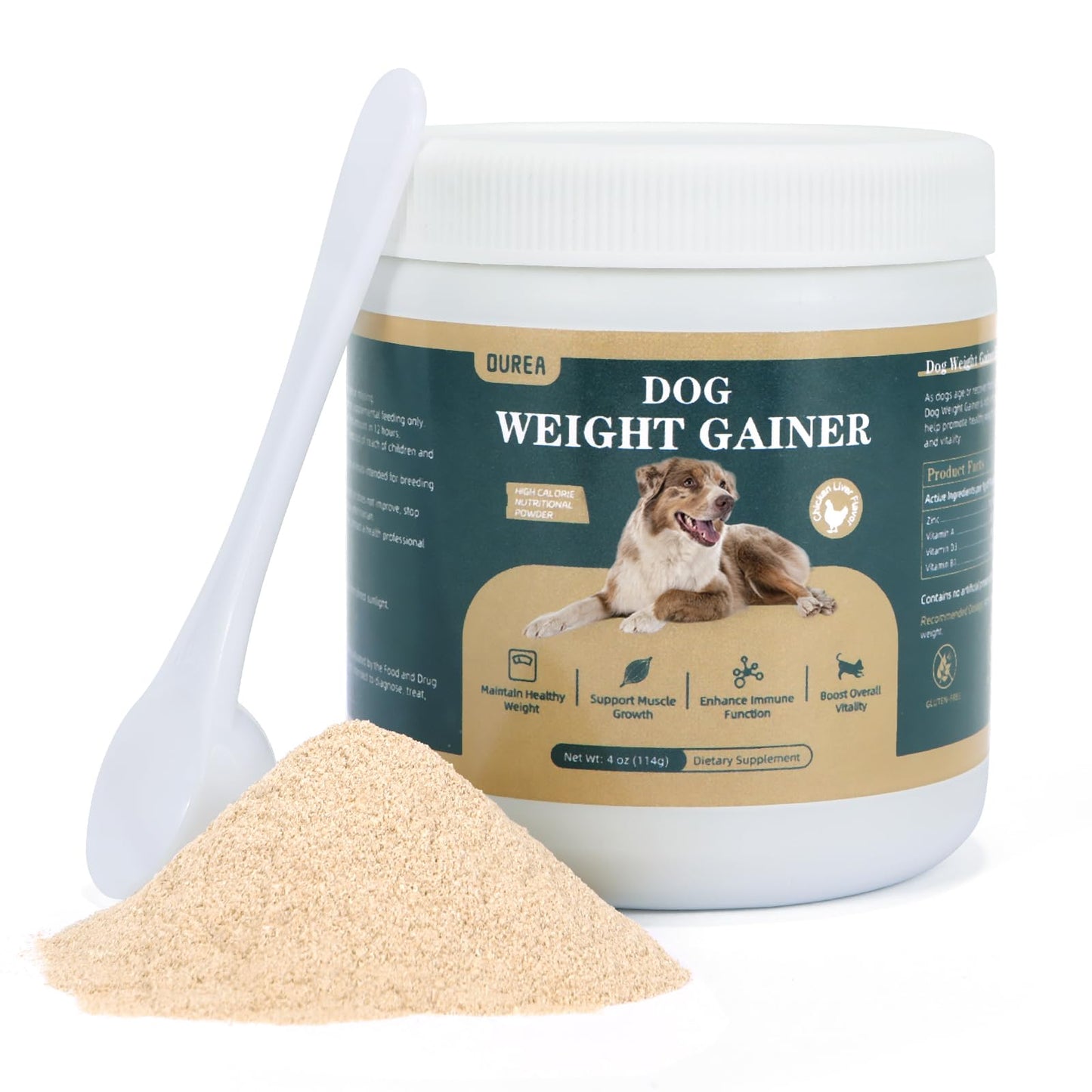 Dog Weight Gainer, High Calorie Dog Supplements, Senior Dog Supplements with Multivitamins for Support Healthy Weight & Maintain Muscle Mass, Chicken Liver Flavor, 4oz (114g)
