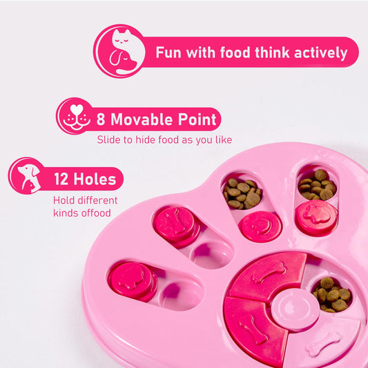 Dog Puzzle Dispensing Slow Feeder Dog Puzzle Toys for IQ Training & Mental Enrichment, Interactive Toys for Small Medium Large Dogs and Cats，Puppy Treat for Training & Fun Feeding (Pink Heart Shape)