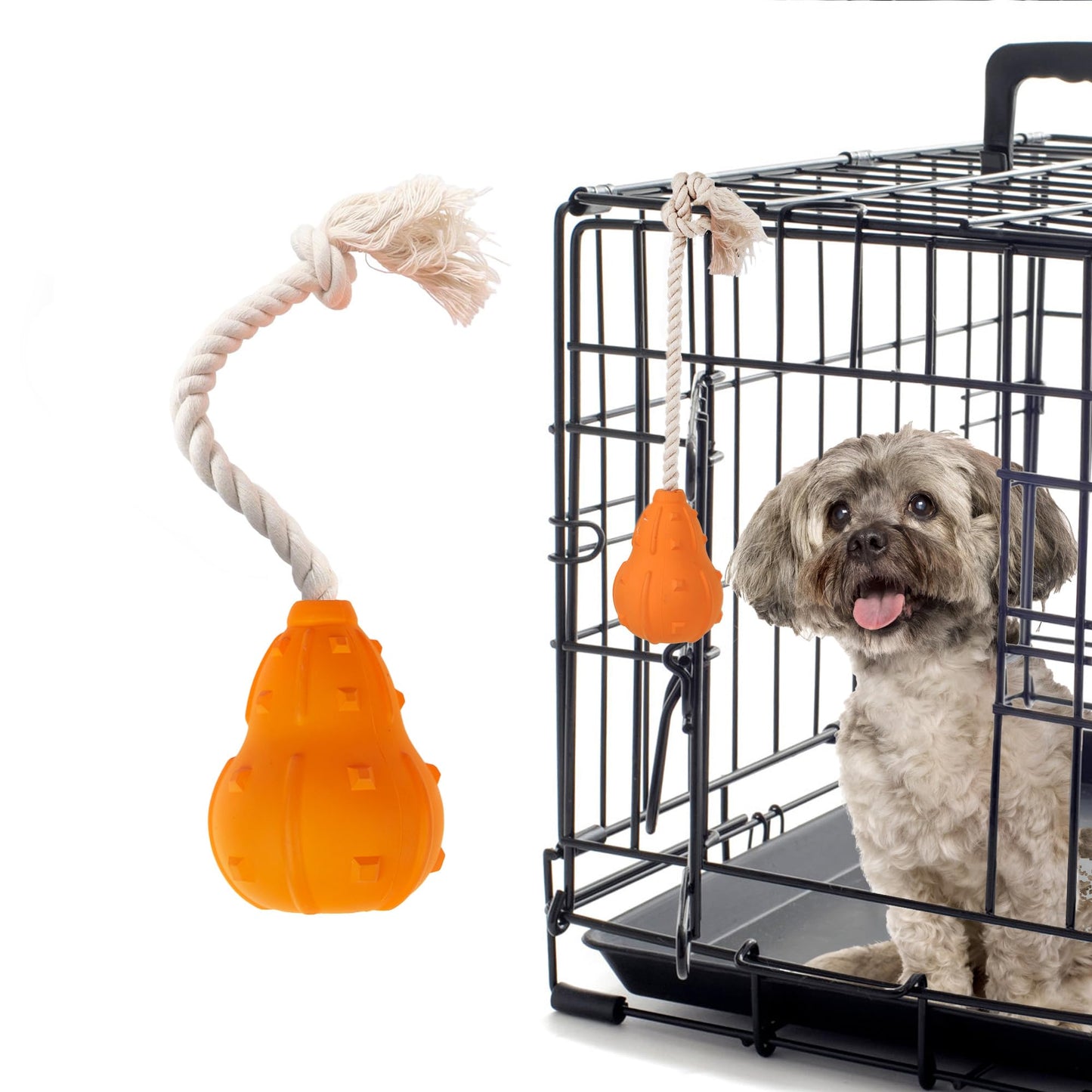 Fida Treat-Dispensing Dog Chew Toys with Rope - Crate Training Aids for Puppies, Puppy Teething Toys, Interactive Fetch & Tug of War Toy for Small Medium Large Dogs